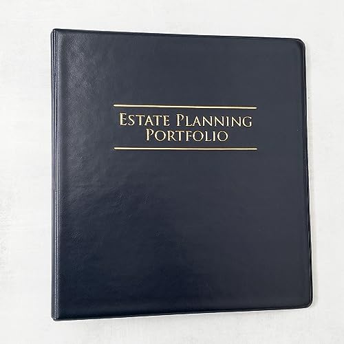 Estate Planning Portfolio 3-Ring Binders  Leather Like Feel with Gold Debossed Title. Tab Dividers and Sheet Protectors Included. (1 1/2" Capacity, Estate Planning Portfolio, Navy)