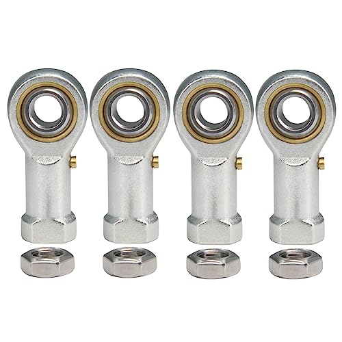 Befenybay 4pcs PHSB6 Rod End Bearings 3/8-inch Bore Pre-Lubricated Bearings 3/8-24 Female Thread Right Hand with Jam Nuts