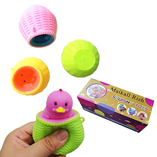 Chick Stress Squeeze Toy 3 Pack Cute Animal Funny Poultry Out of The Cage Decompression Evil Fun Toys for Adults and Kids Anti Stress Soft Sensory Fidget Toy(Boxed)