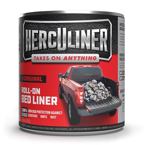 HERCULINER Roll-On Truck Bed Liner, 1 Gallon Can, Black, Textured, Suitable for All Truck Beds, 55-60 sq ft Coverage