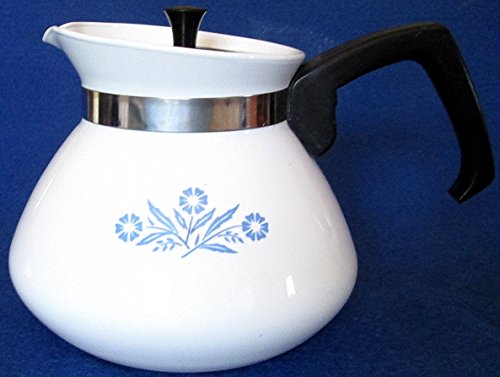 Corning Ware Blue Cornflower 6 Cup Tea Pot With Metal Lid and Metal Tea Ball