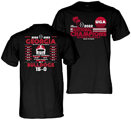 Blue 84 Men's Standard NCAA Officially Licensed Georgia Bulldogs National Champs T-Shirt 2022-2023 Palms, Black