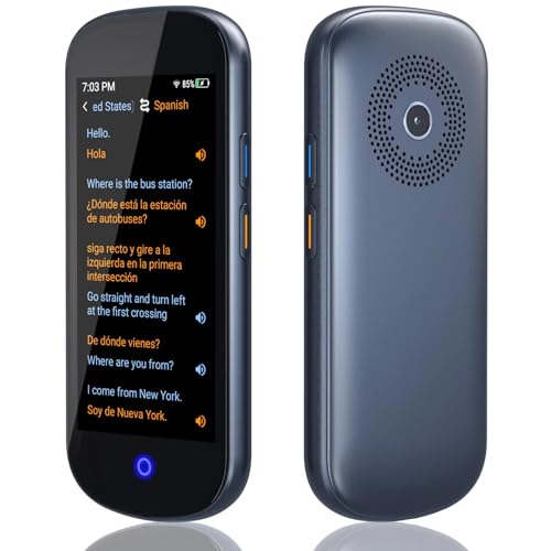 Language Translator Device No WiFi Needed AI Voice Translator Instant Two-Way 137 Language Translator 4" HD Online/Offline/Recording/Photo Translation for Travel Business(Light Black)