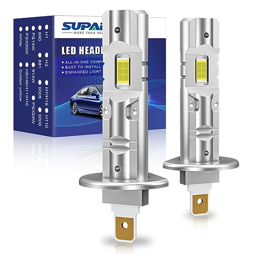 SUPAREE H1 LED Headlight Bulbs for projector, 2024 Newest 24000LM +600% Brightness, Diamond White 6500K, Plug and Play 1:1 Mini Size,Hi and Low Beam,Fanless Fog Light Bulb, Pack of 2