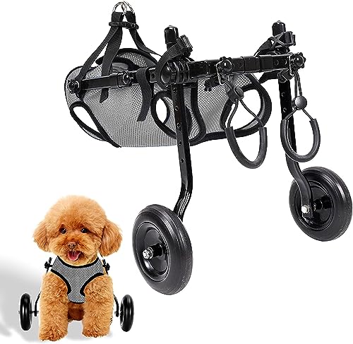 BECROWM Small Dog Wheelchair for Back Legs, Lightwheight Cat&Dog Wheelchair, Adjustable Pets Cart with Wheels for Back Leg (S)