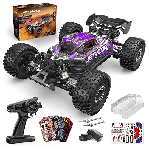 Jetwood Remote Control Car 1:16 Scale, 4WD RTR Brushless Fast RC Cars for Adults All Terrain, Max 42mph Off-Road Hobby Electric RC Buggy, JC16EP with 2 Batteries, RC Truck Gifts for Boys