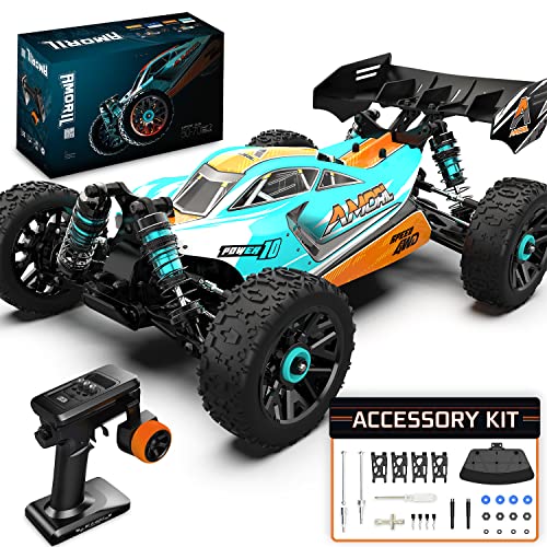 AMORIL 1:14 Fast RC Cars for Adults,Max 70+KMH Hobby Remote Control Car,4X4 Monster Truck Racing Buggy,Electric Vehicle Toy Gift for Kids with Oil Shocks,Metal Parts
