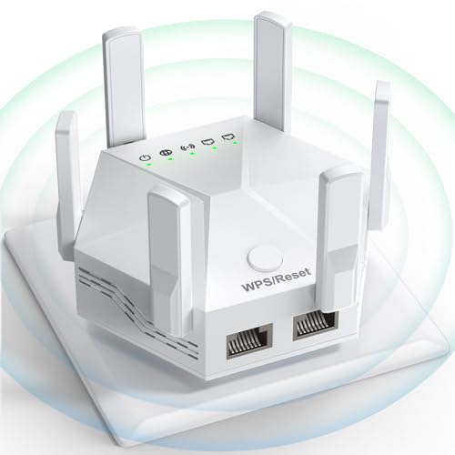 2024 WiFi Extender Signal Booster for Home Powerful 6 Antennas WiFi Booster - up to 10000 sq.ft Coverage, 1200Mbps Dual Band 5GHz/2.4GHz Long Range Wireless Internet Booster WiFi Repeater