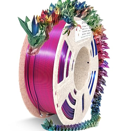 Reprapper Tri Color coextrusion pla Filament 1.75mm for 3D Printer, Multicolor Like Dual Color Rainbow PLA, 2.2lbs (1kg), Silk PLA Green/Blue/Rose Red