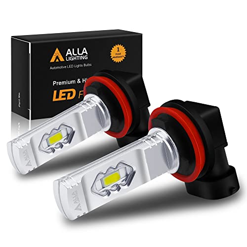 Alla Lighting 3800lm Xtreme Super Bright H8 H16 H11 LED Bulbs, 6K Xenon White Fog Lights/DRL High Illumination ETI 56-SMD 12V Upgrade