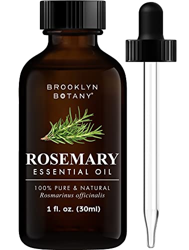 Brooklyn Botany Rosemary Essential Oil  100% Pure and Natural  Therapeutic Grade Essential Oil with Dropper - Rosemary Oil for Aromatherapy and Diffuser - 1 Fl. OZ