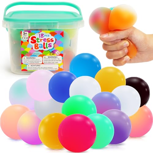 Small Fish Sensory Stress Ball Set for Adults, 18 Pack Stress Relief Fidget Toy Bulk, Anti-Anxiety and Calm Down Squishy Sensory Items for Autistic Autism ADHD, Party Favors