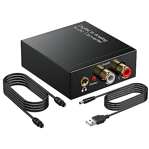 DAC 192KHz Digital to Analog Audio Converter, Optical to RCA Adapter with Optical Coaxial Cable, Toslink Optical to 3.5mm Adapter for PS4 HD DVD Home Cinema Systems