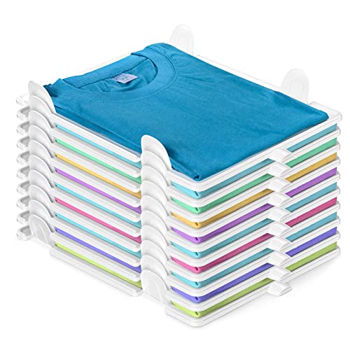Accenter 10 Pack T Shirt Organizer Closet Organizer Durable Stackable Clothing Trays - Shirt Receipt Board Shirt Dividers File Organizer Clothes Organization System
