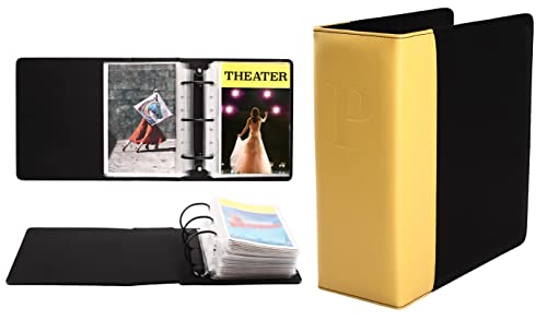 2Fold Binder for Holding Broadway Play Program and Theater Programs with 30 Custom Sheet Protectors - PU Leather - Fits Programs from Mid 1980s to Modern (Yellow/Black EmbossedP)