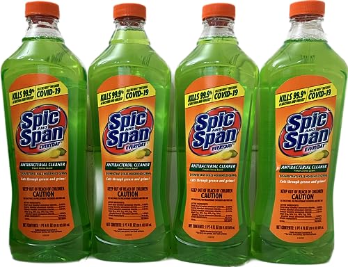 Spic and Span Everyday Antibacterial Multi-Surface Cleaner, Fresh Citrus Scent | Disinfectant | Kills Household Germs | Cuts Through Grease and Grime - 20 Ounce Each Refill (Pack of 4)