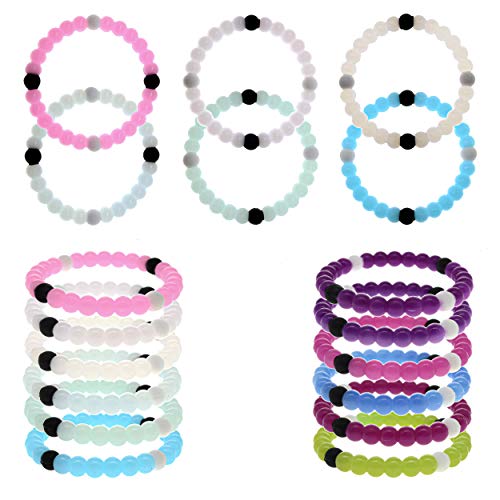 FROG SAC 6 Beaded Bracelets for Teen Girls, UV Solar Reactive Silicone Bracelet Pack, Cute Stretch Bead Bracelets for Kids That Change Color In The Sun, VSCO Girl Birthday Party Favors