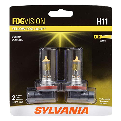 SYLVANIA - H11 Fog Vision - High Performance Yellow Halogen Fog Lights, Sleek Style & Improved Safety, Street Legal, For Fog Use Only (Contains 2 Bulbs)