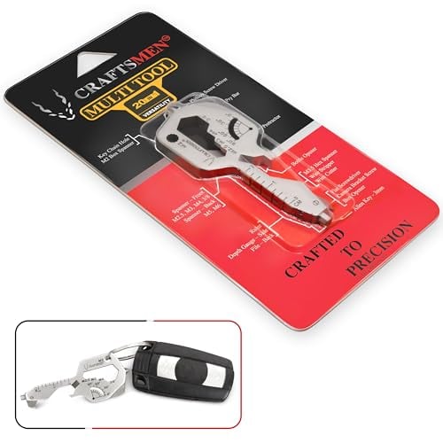 CRAFTSMEN MULTI TOOL KEY 20 IN 1 | Camping | Key Chain | Key Multitool | Gift for Men | Automotive | Home Improvement | Everyday Carry | EDC | Valentines Gift | TSA | Bottle Opener | Screw Driver