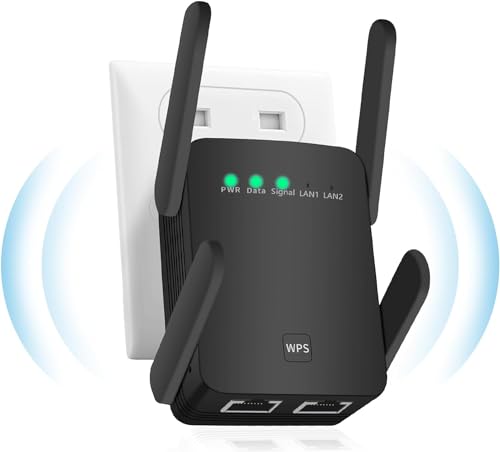 WiFi Extender, 5GHz+2.4Ghz Dual Band WiFi Booster with Ethernet PortUp to 1200Mbit/s WiFi Repeater Signal Booster for Home,5G Amplifier Coverage up to 9200 sq.ft, Work with 99% WiFi Routers