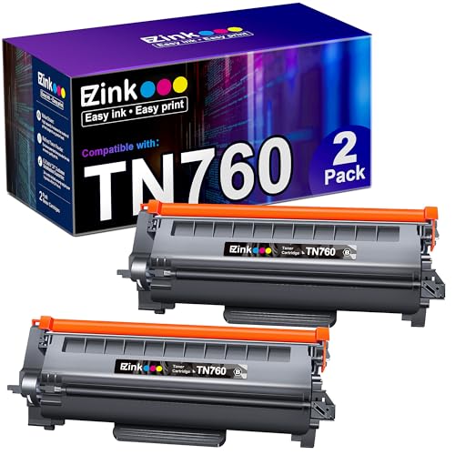E-Z Ink (TM TN760 Compatible Toner Cartridges Replacement for Brother TN-760 TN730 TN-730 to Use with MFC-L2710DW MFC-L2750DW HL-L2350DW HL-L2370DW HL-L2395DW HL-L2390DW DCP-L2550DW (Black, 2 Pack)