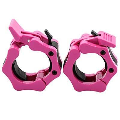 GW Tech Barbell Clamps 2 inch, Heavy Duty Exercise Collars 2" Quick Release Pair of Locking Pro Olympic Weight Bar Plate Locks Collar Clips for Workout Weightlifting Fitness Training - PINK