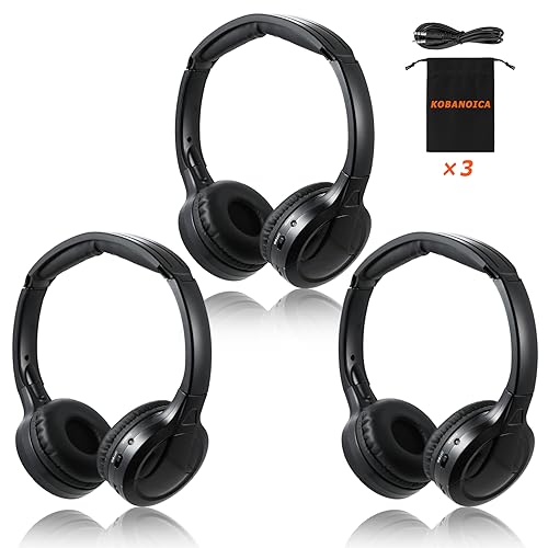 KOBANOICA IR Headphones for Car DVD,Car Headphones Wireless,Universal 2 Channel Infrared Headphones for Odyssey Entertainment System(3 Pack)