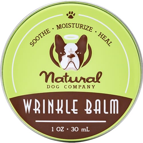 Natural Dog Company Wrinkle Balm, 1 oz. Tin, Dog Lotion for Dry Itchy Skin, Cleans Wrinkles, Yeast Infection Treatment for Dogs, Plant Based, Frenchie Dog Accessories, Made in USA