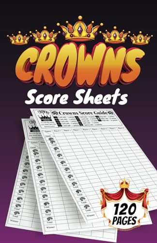 Crowns Score Sheets: 120 Small Pads For Card Game with Guide & 8 Players To Track 5.5"x8.5"