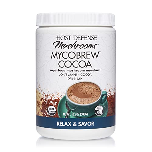 Host Defense, MycoBrew Cocoa Drink Mix, Supports Calm and Relaxation, With Lions Mane Mushroom, 10.5oz