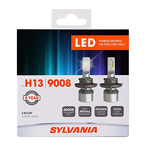 SYLVANIA H13 9008 LED Powersport Headlight Bulbs for Off-Road Use or Fog Lights - 2 Pack