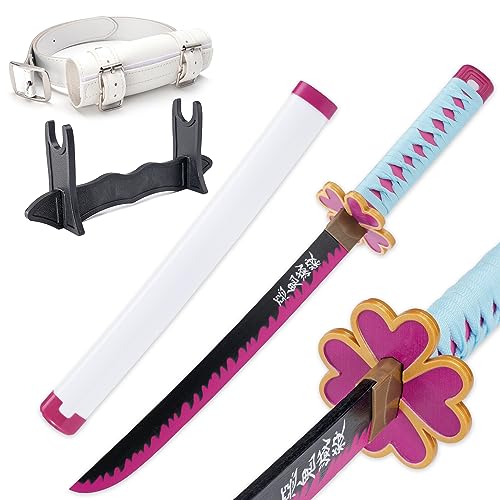 Zisu Demon Slayer Sword - 23.6" Short Cosplay Katana Replica for Kids - Complete with Belt, Stand, and True-to-Show Design - Mitsuri Sword Ideal for Cosplay and Display