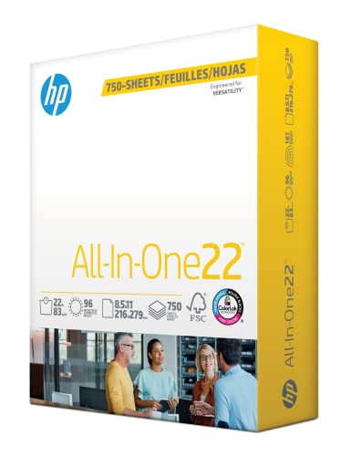 HP Papers | 8.5 x 11 Paper | All In One 22 lb | 1 Mega Ream - 750 Sheets | 96 Bright | Made in USA - FSC Certified | 207750R