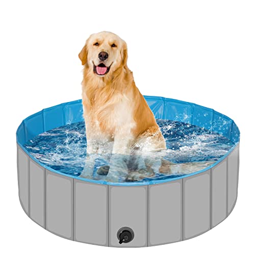 Dog Pool for Medium Dogs, Plastic Pool for Dogs, Dog Bathtub Portable, Foldable Pool (40''x 12'')