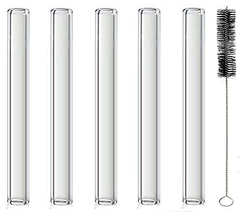 Sigato :Pack Of 5 :Pyrex Clear 4.0"(100mm) Glass Blowing Tubes :Length: 4 Inches : OD-12MM : Wall Thickness :2MM :Thick Wall Borosilicate Glass Tubing Blowing Tubes + 1 Cleaning Brush Free: S-4INX5Pcs