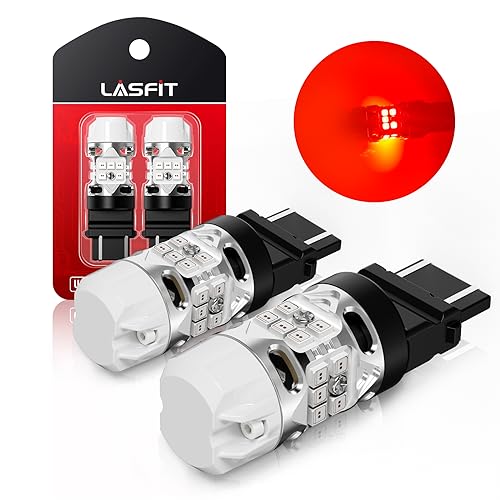 LASFIT T3 3157 LED Bulb 3057 4057 4157 RED Brake Tail Light 3156 3056 CANBUS Error Free 2023 New Bright Rear Turn Signal with Built In Resistor 3456 4156 3047 3057 3357 3457(2pcs)