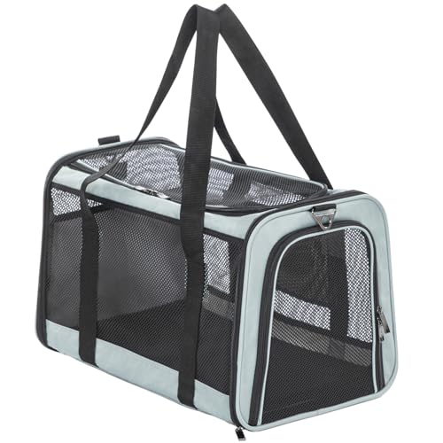 Petsfit 18 x 11 x 11 Pet Carrier Airline Approved, Soft-Sided Dog Carrier Cat Carrier, Lightweight and Collapsible, Ventilation on 5 Sides, Escape Proof, with Adjustable Shoulder Strap, Soft Cushion