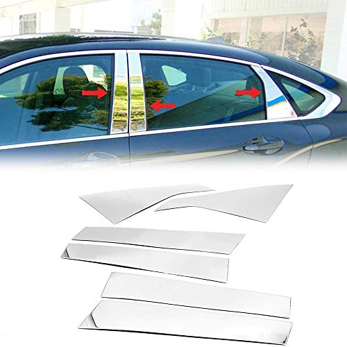 Overun Polished Stainless Steel Center Door Pillar Post Trim Set Designed for 2014-2020 Impala