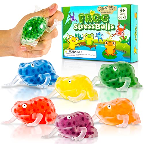 Frog Stress Balls Squishy Toys: OleOletOy 6 Pack Stress Balls for Adults, Squishy Ball Fidget Toy for Anxiety Stress Relief, Sensory Toy for Calm Down Corner, Party Favor, Prize, and Travel Toy Gift