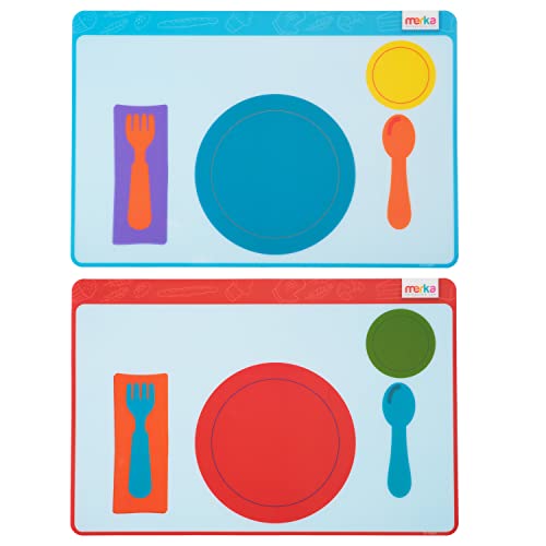 merka Silicone Placemat Montessori Placemats for Toddlers Silicone Placemats for Toddlers Educational Placemats for Kids Non-Slip Silicone Placemats Set of 2