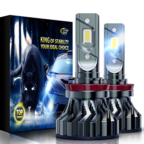 Cougar Motor H11 LED Bulbs, H9 LED H8 Fog Lights Extremely Bright Flagship Bulb 20000LM 120W 6500K Cool White 360-Degree Illumination with Cooling Fan, Plug-N-Play, Halogen Replacement - Pack of 2
