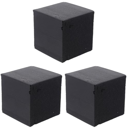 Totority 3 PCS Activated Carbon Aquarium Filter, Cube Honeycomb Structure Charcoal Fish Tank Water Purifier Activated Charcoal Cubes for Pools Water Purification