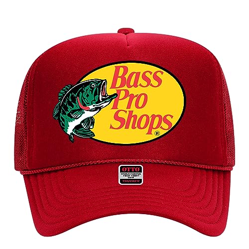 Bass Original Fishing Pro Foam Trucker Hat - Vintage Graphic Snapback Hat for Men and Women (Red)