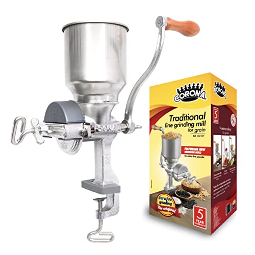 Corona Corn Grinder with High Hopper, Grain Mill, Manual Grinder For Corn, Rice, Soybeans, Pepper, Chickpeas, Cast Iron Wheat Grinder For Domestic Use