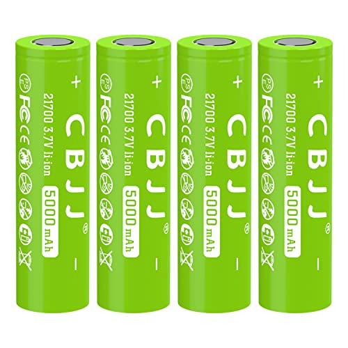 CPZZ 21700 Battery 5000mah 3.7volt 21700 Rechargeable Battery for flashlights,(4pack-0104)