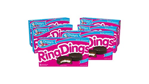 Drake's Ring Dings, 48 Individually Wrapped Devils Food Cakes (Pack of 6)