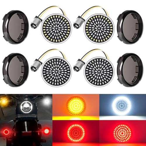 Benlari 1157 LED Turn Signals Front Rear 81 LED Lights Super Bright 1156 Bulbs Lens Covers Kit 1986-2024 Compatible for Harley Davidson Touring Dyna Softail Sportster Street Glide Road Glide Iron 883