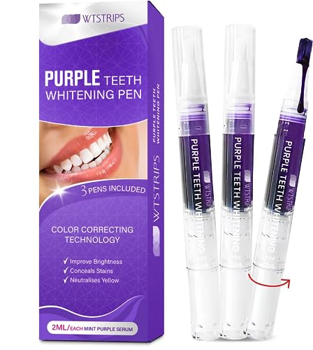 Purple Whitening Gels Pen, Purple Teeth Whitening Pen, Instant Teeth Whitening Paint Pens, Color Correcting for Tooth Stain Removal