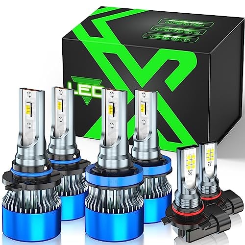 XICNMOYGS Headlight Bulbs Compatible for RAM 1500 2500 3500 (2013-2018), w/o projector-type, 9005 High Beam + H11 Low Beam Headlight Bulbs + 9006 Fog Light Bulbs, Plug and Play, Pack of 6