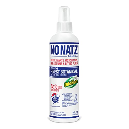 No Natz Botanical Bug Repellent, Effective for Gnat, Mosquito, and Biting Flies, Hand-Crafted and DEET-Free, Non-Greasy Formula, 8 Ounce Spray Bottle